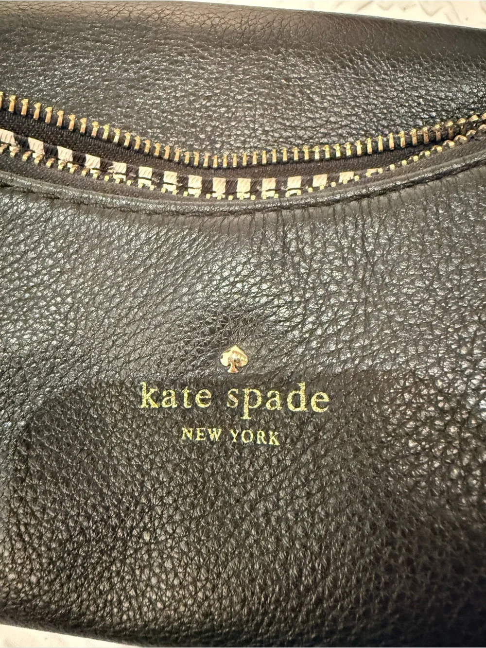 kate spade Black Leather Shoulder Bag with Gold Chain Accents